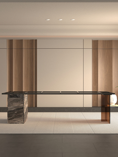 岩板餐桌腿支架轻奢实木茶桌金属底座办公茶台桌子腿石纹柜桌脚架