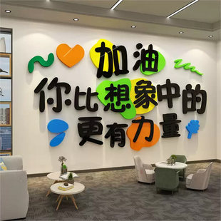 办公室墙面装饰画公司企业文化墙贴纸茶水间休息区励志标语3d立体