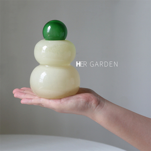 饰小摆件 HERGARDEN奶fufu玻璃可爱葫芦花瓶高级感艺术复古桌面装