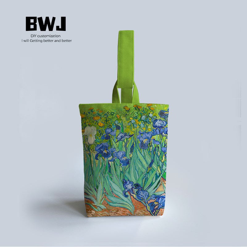 梵高油画鸢尾玫瑰花朵定制手提遛弯水桶包随身手腕手机小布袋妈妈