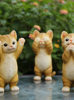 优选户外花园摆设庭院装饰卡通园艺桌面可爱动物小猫树脂创意家居