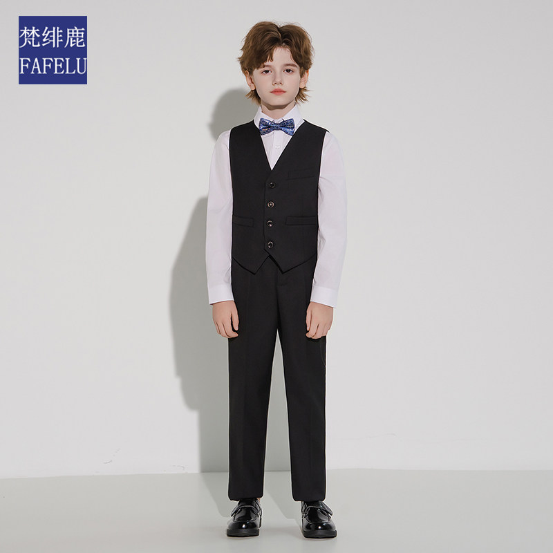 高级男童西装马甲套装花童主持人时髦潮流帅气英伦风礼服儿童西服