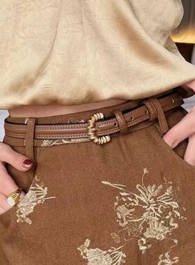 2026新款复古二层牛皮腰带女士小众设计感复古收腰高级百搭皮带潮