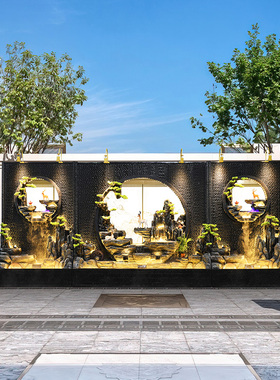 优选水幕墙花园庭院阳台假山鱼池别墅玄关屏风酒店流水墙造景喷泉