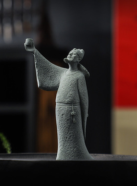 优选李白摆件人物雕像家居书房盆景微景观假山鱼缸造景办公桌面装