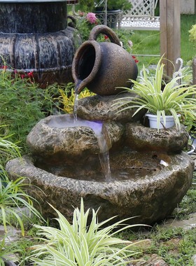 优选大欧式鱼池田园太阳能流水喷泉假山石头阳台庭院装饰景观落地