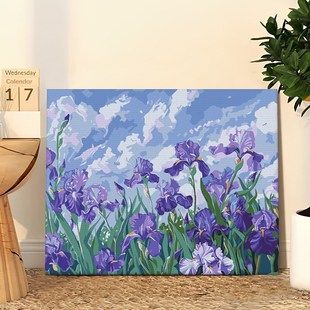 优选鸢尾花数字油画diy手绘填充涂色治愈风景蓝色花卉定制丙烯油