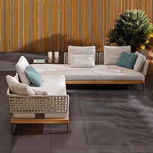 优选户外藤编沙发庭院阳台室外露台家具设计师酒店实木花园别墅组