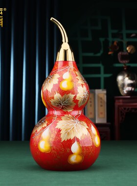优选黄铜《五福临门》葫芦摆件中式家居客厅玄关电视柜装饰品摆设