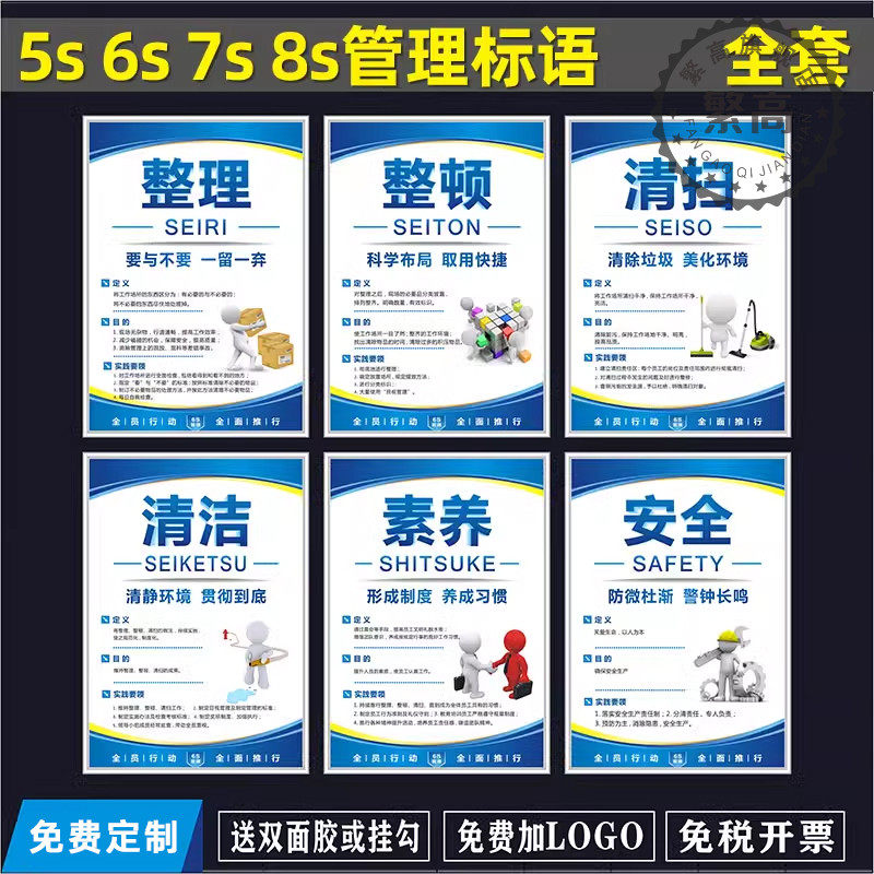 优选6S管理标语5S/7S/8S/10S企业文化宣传海报车间仓库展板挂图标