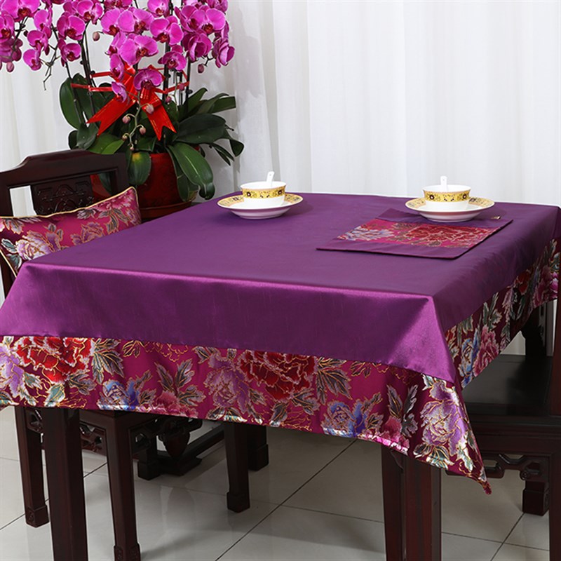 优选艺必旭 现代中式奢华提花布艺 餐桌布 茶几台布 圆桌桌布定做