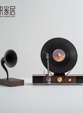 优选复古唱片机创意留声机摆设中古风样板间客厅餐边柜高级感软装