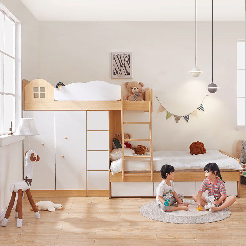优选考拉森林交错式上下床带衣柜儿童床错位型上下高低床小户型子