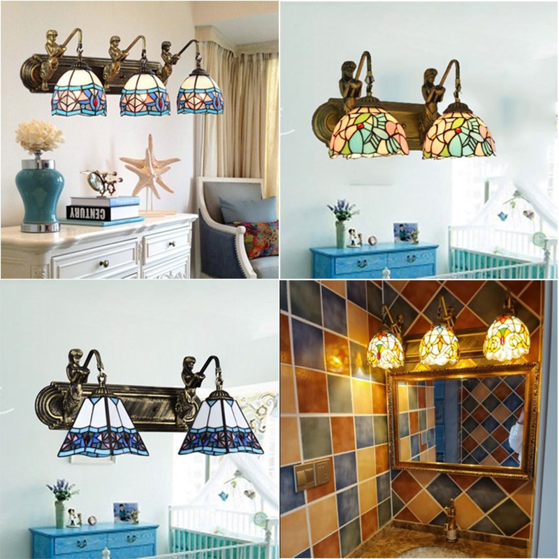 优选蒂凡尼欧式田园地中海风格壁灯卧室床头过道美人鱼壁灯镜前灯