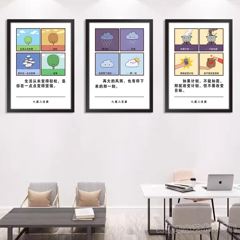优选心理健康知识挂图文化墙贴画解减压疏导漫画咨询室布置挂画装