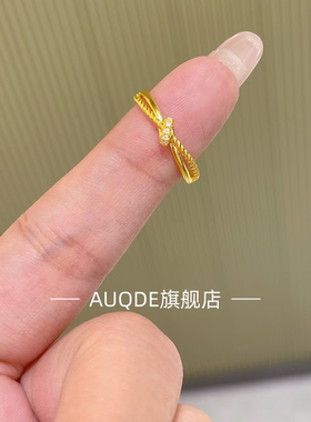 小心结闪钻拉丝公主戒指复古风