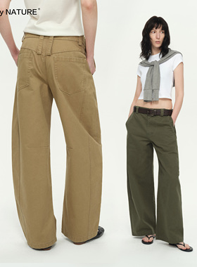 TRUE by NATURE 酵洗工艺复古水洗廓形弯刀裤低腰宽松阔腿休闲裤
