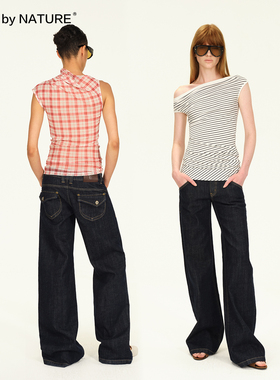 TRUE by NATURE 高密度抗皱不掉色原牛宽松低腰直筒牛仔裤