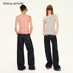 TRUE by NATURE 高密度抗皱不掉色原牛宽松低腰直筒牛仔裤
