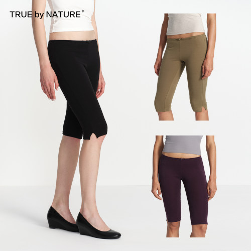 TRUE by NATURE 卡普里裤紧身弹力侧缝开叉外穿七分骑行裤/瑜伽裤