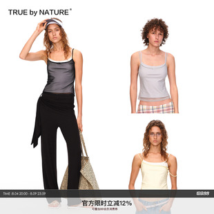 TRUE by NATURE 假两件设计感叠穿撞色修身显瘦小吊带背心女上衣
