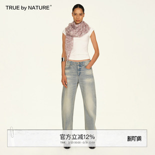 显瘦微弯刀牛仔裤 NATURE 修身 怀旧复古色中高腰加长版 TRUE