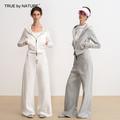 波点连帽拉链开衫卫衣卫裤套装