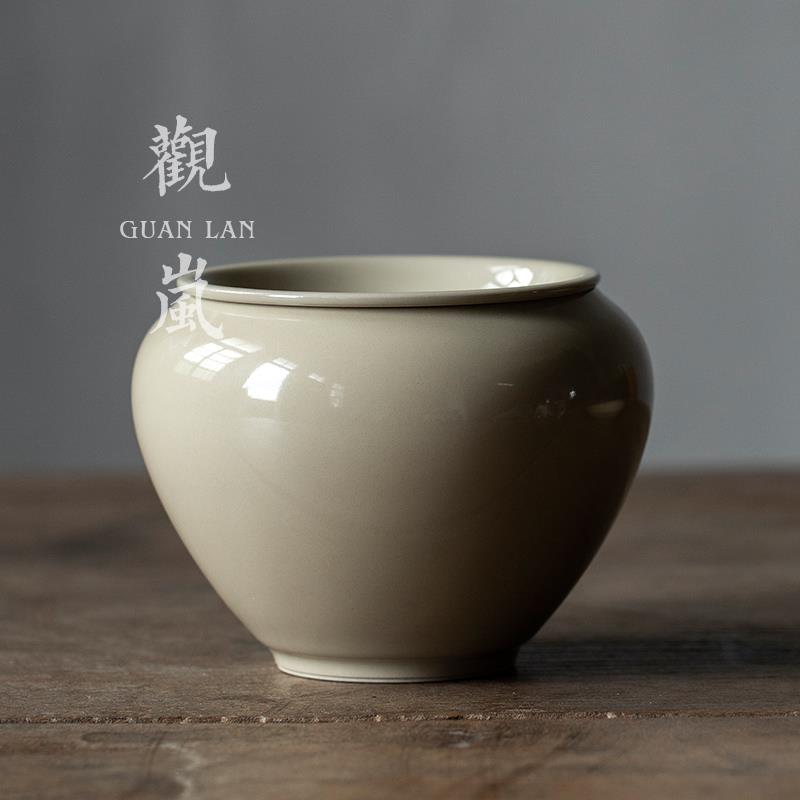 草木灰建水水孟茶渣斗中式家用水洗茶碗茶渣桶零配件茶艺陶瓷茶洗