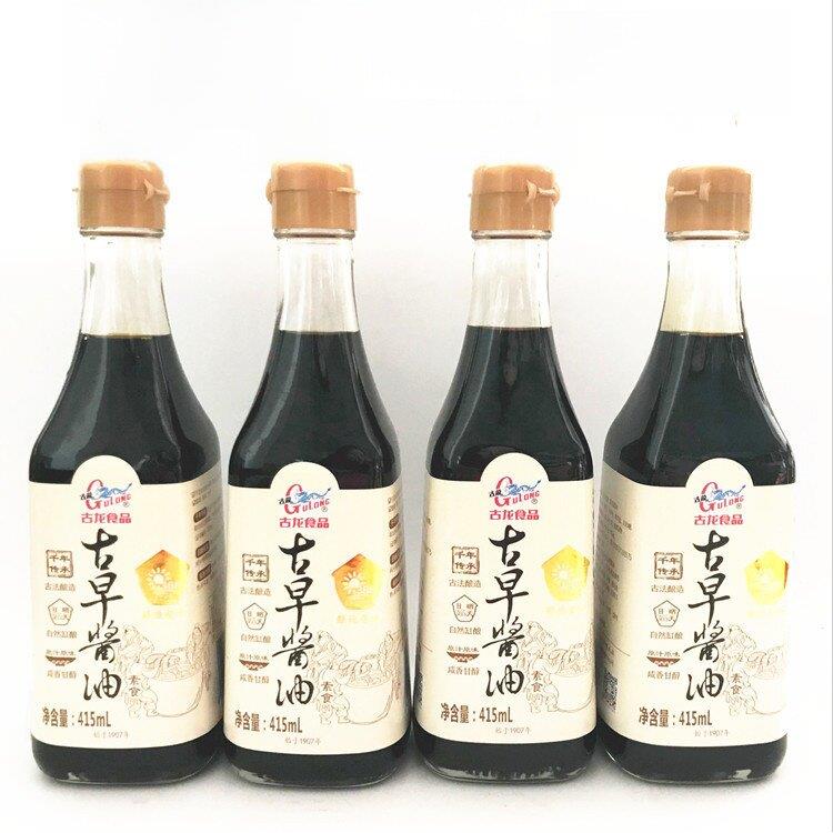 央视真情播报古龙古早特级黄豆头抽酱油415ml*4瓶古法酿造零添加