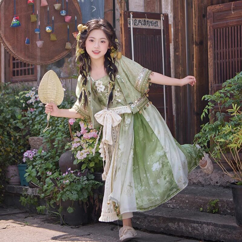 汉服女童儿童古风古装小女孩中国风套装民族服装唐装2026新款春夏图片