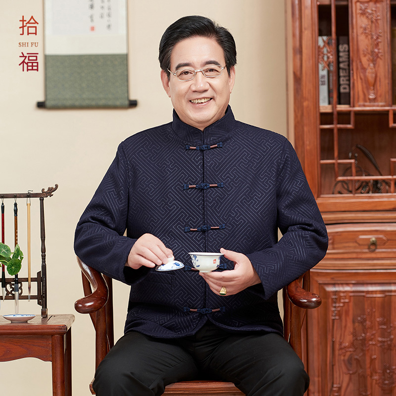 中老年爷爷唐装男春秋季长袖套装