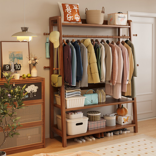 实木衣帽架落地卧室挂家用