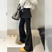 秋冬加绒带屁帘假两件微喇叭裤 女2025年百搭显瘦小个子休闲喇叭裤