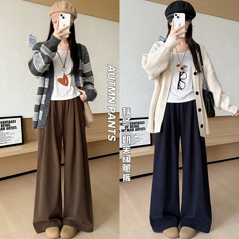 奶芙山本裤女2025年秋冬季新款高腰宽松小个子显瘦阔腿拖地裤,女装/女士精品,休闲裤,淘宝优惠券,粉丝福利购,淘宝优惠卷