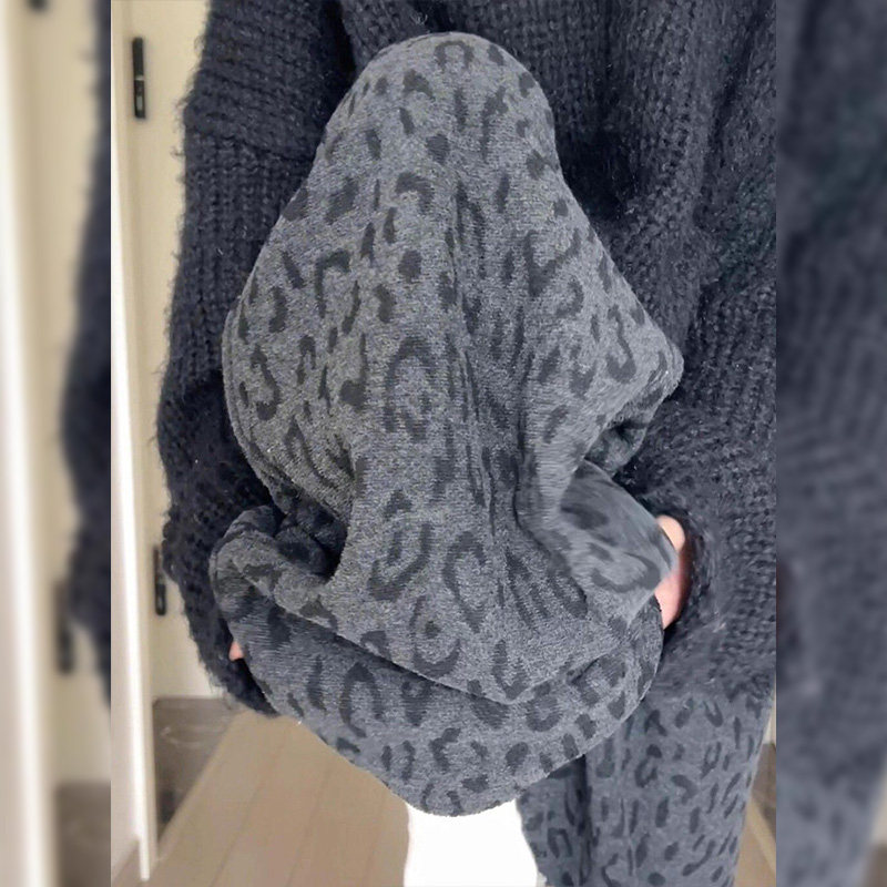 高腰加绒复古豹纹休闲裤女秋冬新款加厚直筒裤小个子宽松阔腿裤,女装/女士精品,休闲裤,淘宝优惠券,粉丝福利购,淘宝优惠卷