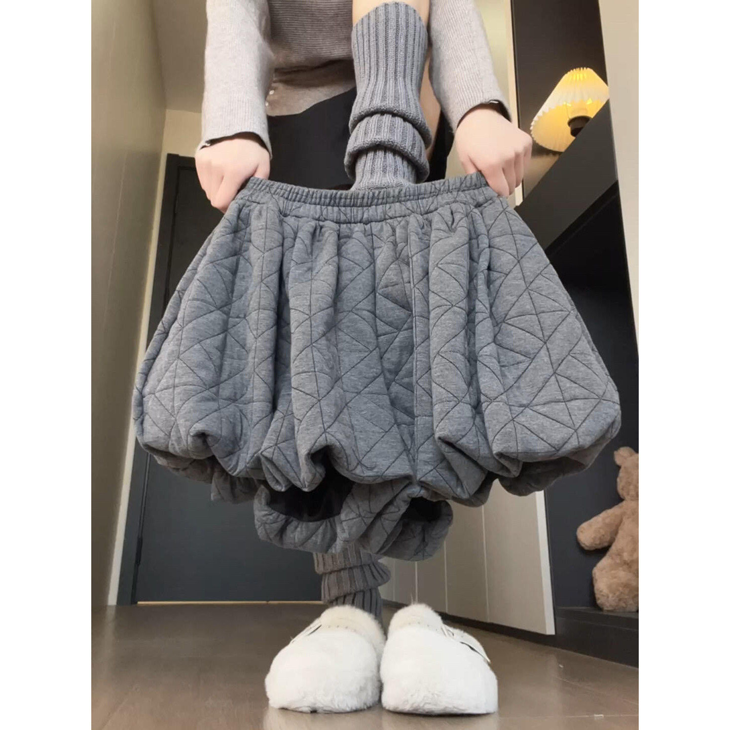 灰色花苞裙裤2026新款流行爆款女冬高腰显瘦休闲a字蓬蓬半身短裙,女装/女士精品,半身裙,淘宝优惠券,粉丝福利购,淘宝优惠卷