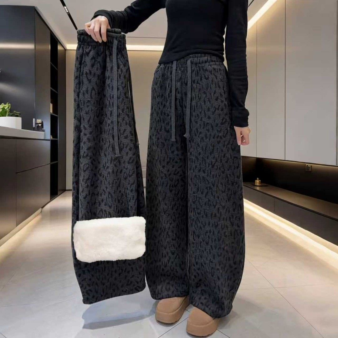 豹纹印花阔腿运动卫裤女花裤子潮2026秋冬季新款显瘦高腰拖地长裤,女装/女士精品,休闲裤,淘宝优惠券,粉丝福利购,淘宝优惠卷