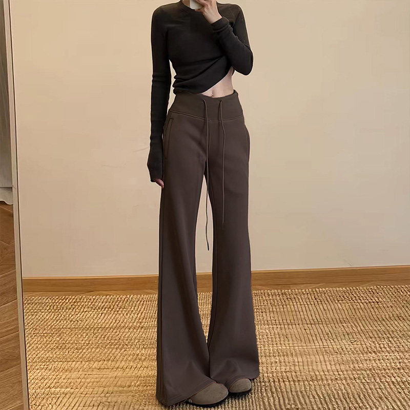 韩系微喇运动裤女秋冬2026新款修身显瘦梨型垂坠感加绒喇叭卫裤,女装/女士精品,休闲裤,淘宝优惠券,粉丝福利购,淘宝优惠卷