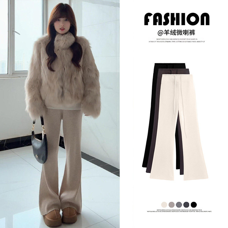 微喇运动裤女冬季加绒卫裤2026新款小个子高腰垂感修身阔腿糯米裤,女装/女士精品,休闲裤,淘宝优惠券,粉丝福利购,淘宝优惠卷