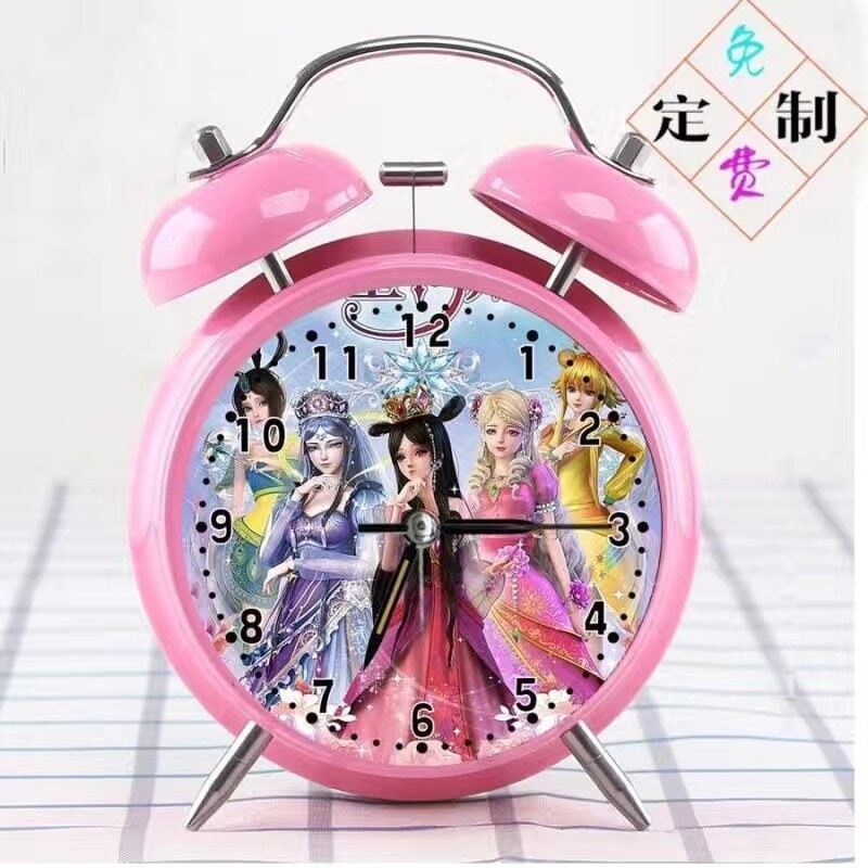 叶罗丽闹钟儿童女孩小学生用卡通可爱静音牀头锺闹铃卧室起牀神器