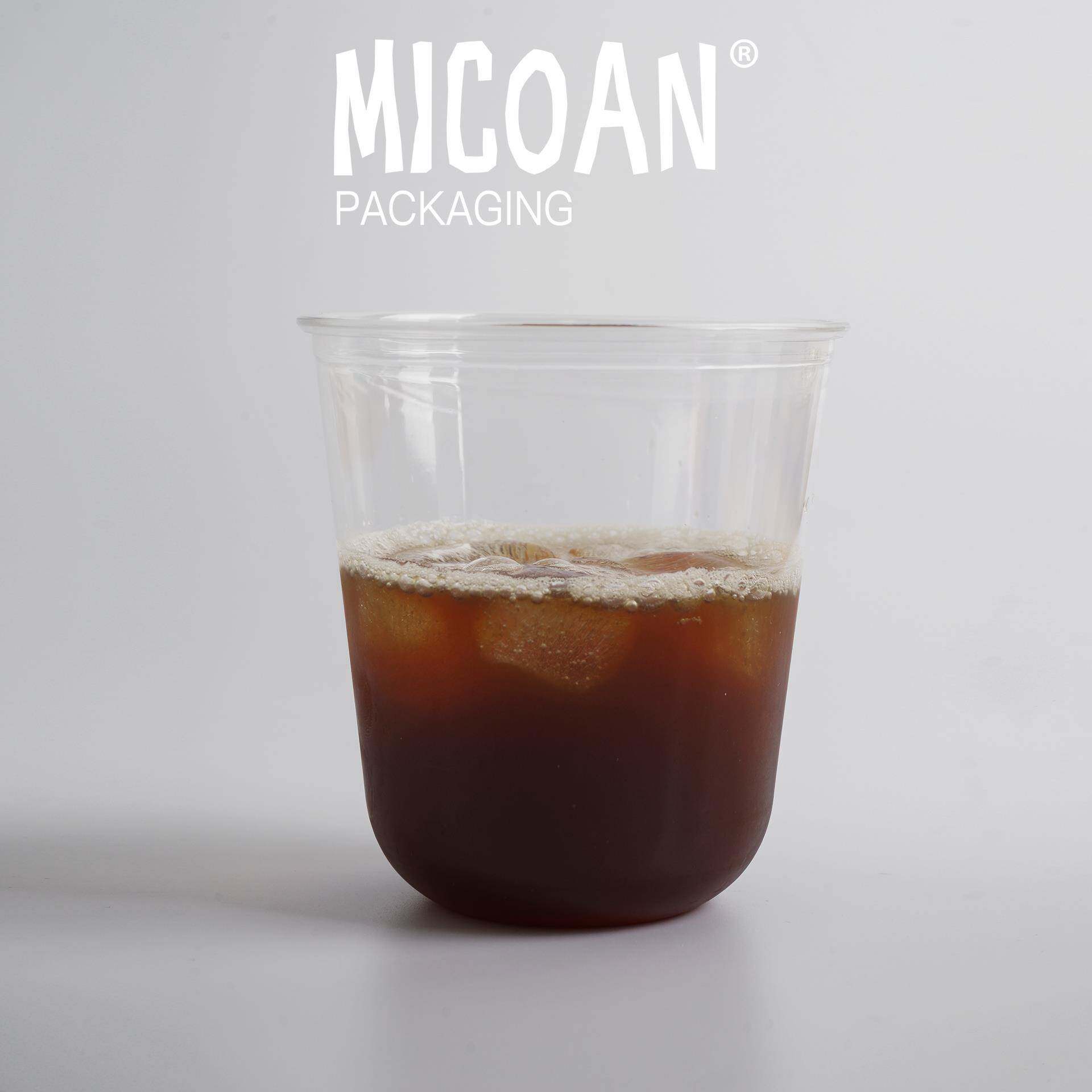 MICOAN名高U型杯400mL PET冰杯一次性高透冷饮冰咖啡奶昔外卖打包