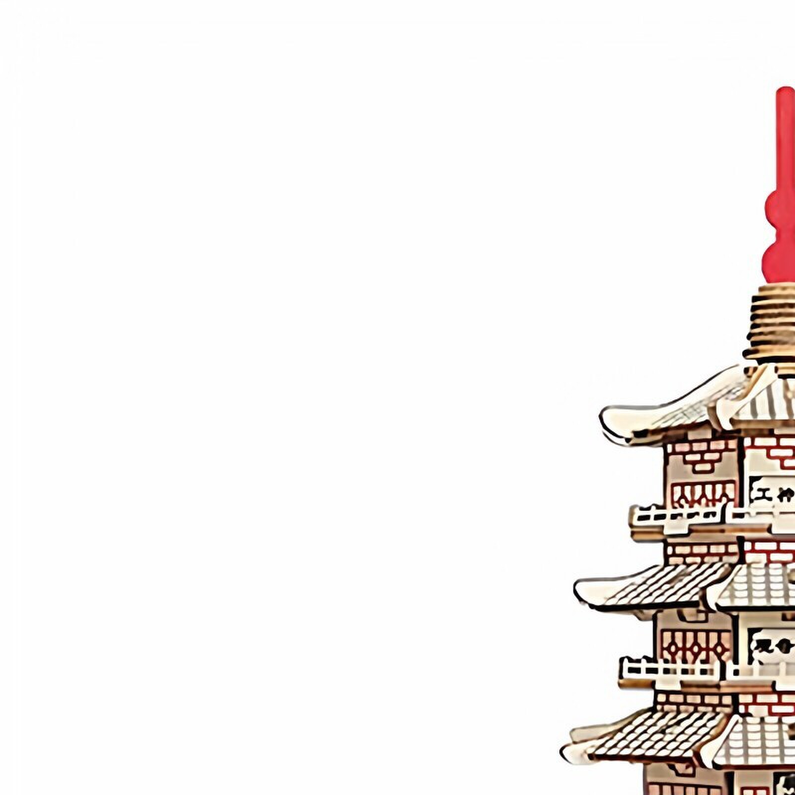 应县木塔木质立体拼图古塔建筑模型手工DIY益智玩具摆件