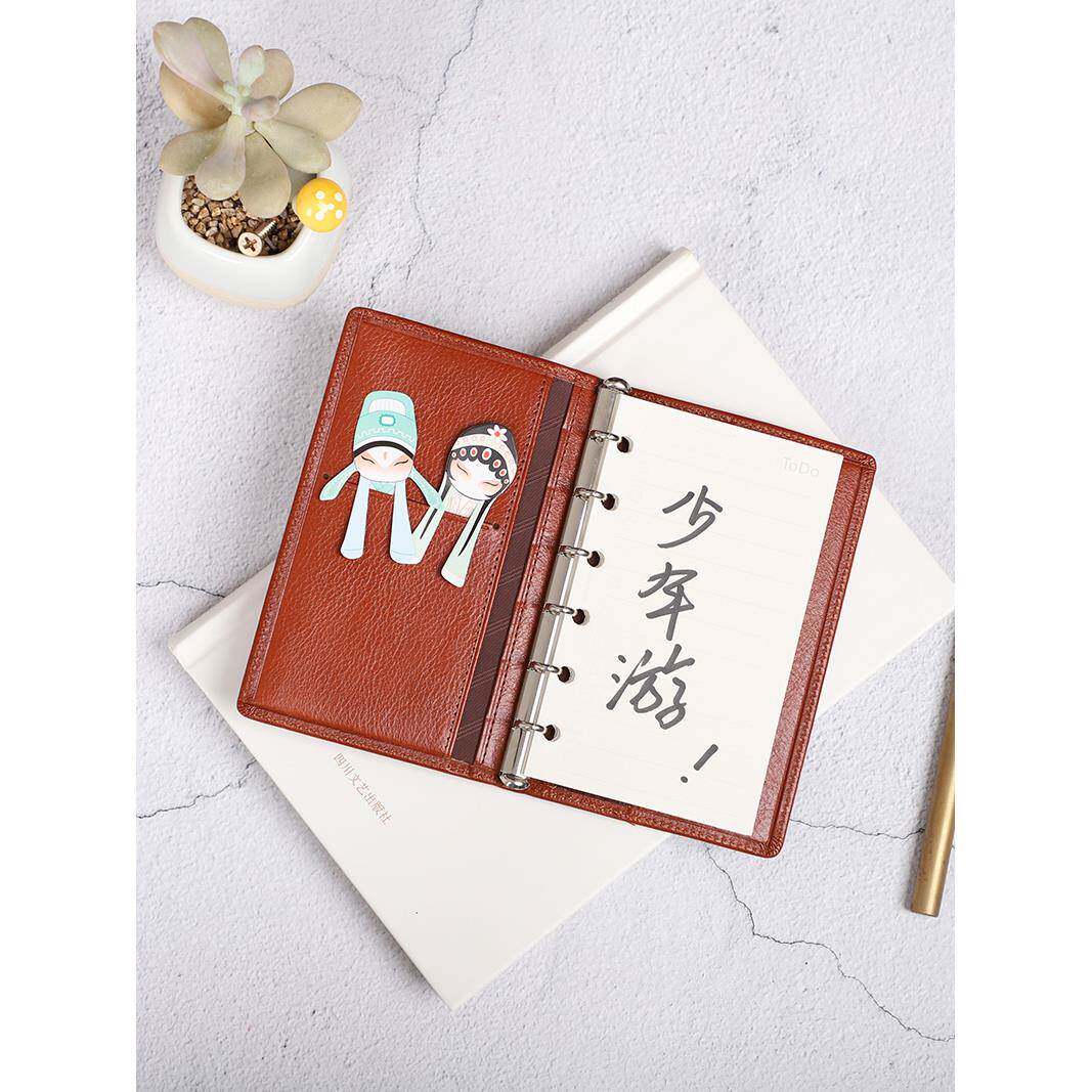 进口真皮A7活页笔记本小环超薄牛皮商务便携口袋记事本 免费印字