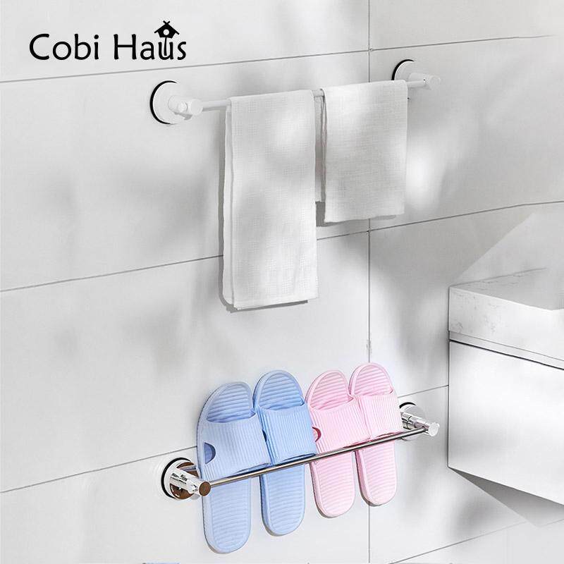 吸盘毛巾架免打孔卫生间拖鞋架可旋转门后挂衣架置物架收纳加长款