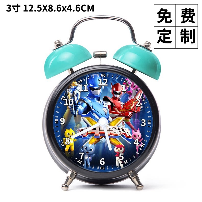 X款14迷你特工队闹钟玩具新款益智音乐打铃牀头儿童男孩女孩567岁
