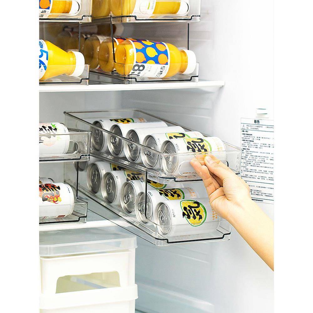 冰箱易拉罐收纳架PET啤酒饮料收纳盒省空间可乐雪碧整理架置物架