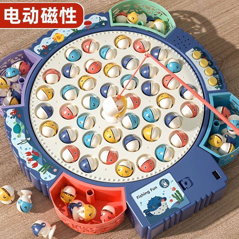 儿童电动钓鱼玩具套装磁性小孩宝宝小猫钓鱼玩具益智智力女孩男孩