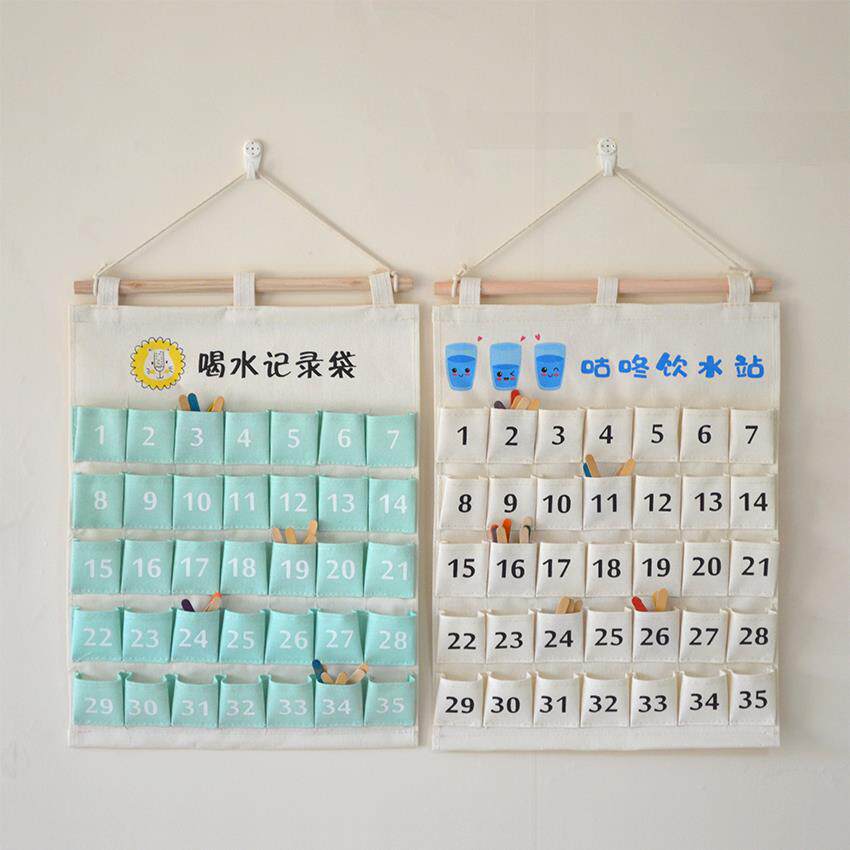 防水帆布幼儿园喝水记录袋 准确记录幼儿每天喝水的杯数 园所标配