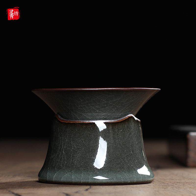 青瓷茶滤手工铁胎茶漏哥窑冰裂功夫茶具泡茶滤茶器陶瓷过滤网茶隔