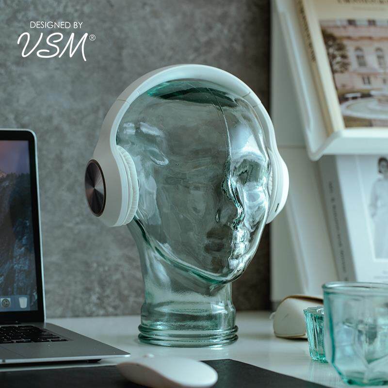 西班牙进口电脑桌摆件男生卧室设计师玻璃头模耳机收纳氛围感摆件